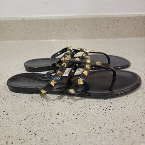 Nicole Miller New York Women's Black Patent Brooney Sandals, Size 8